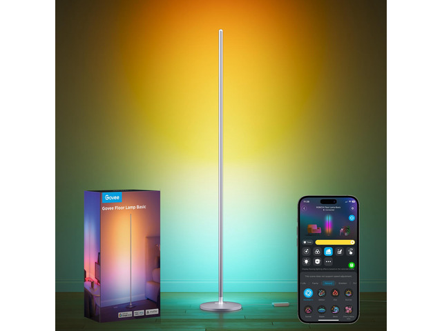 RGBIC Floor Lamp, 1000lm LED Corner Lamp Works with Alexa, Smart Modern Floor Lamp with Music Sync and Color Changing Standing Lamp for Bedroom...