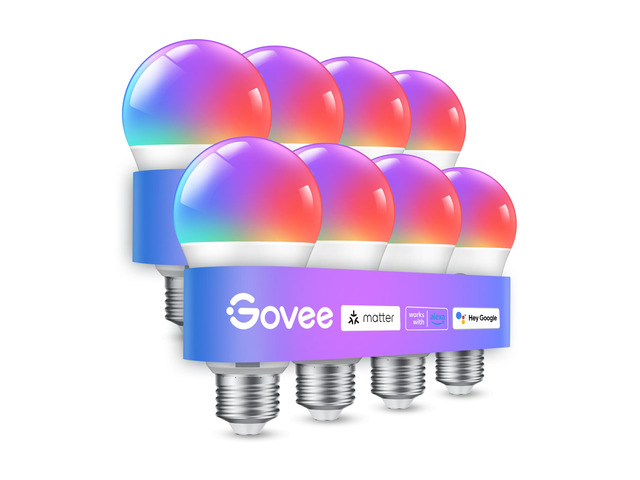 Smart Light Bulbs, A19 LED Light Bulb, 800 Lumen, 8 Pack Works with Matter Alexa & Google Assistant, RGBWW Color Changing Light Bulb, Music Sync,...