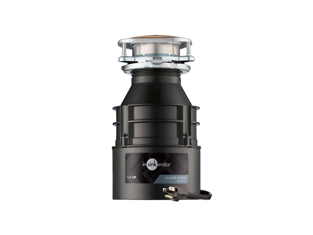 Badger 1 Garbage Disposal with Power Cord, Standard Series 1/3 HP Continuous Feed Food Waste Disposer, Badger 1 W/C