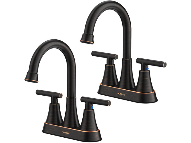 Bathroom Faucets, 4 inch Centerset 2-Handle Lead-Free, ORB Bathroom Sink Faucet with Pop-up Drain and Supply Lines, Stainless Steel Faucet for...