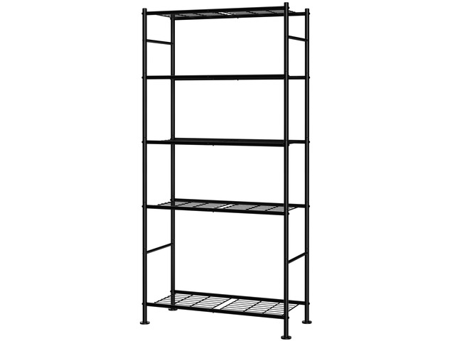 Storage Shelves - 5 Tier Shelf Organizer, Sturdy Metal Garage Shelving with Adjustable Leveling Feet, Space-Saving Shelves Organizer for Pantry,...