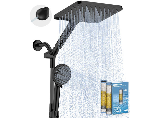Dual Filtered Rain Shower Head Combo, High Pressure Handheld Shower Head with Adjustable Bar - Rainfall Shower Head And Showerhead with Filter for...