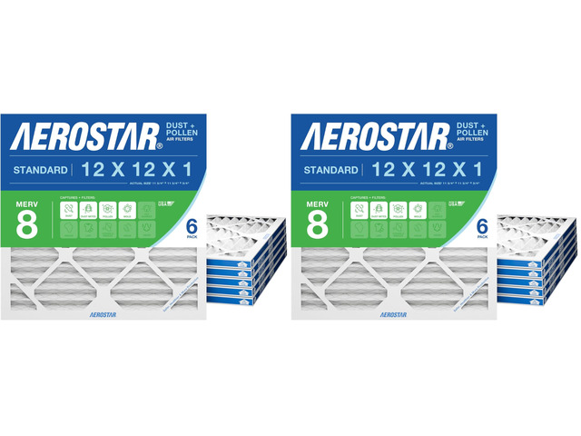 12x12x1 MERV 8 Air Filter,ACTUAL SIZE (11.75 x 11.75 x 0.75),HVAC,Air Conditioning & Furnace Filter Captures Dust,Lint & Pollen (MPR 600 / FPR...