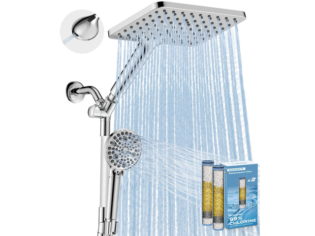 Dual Filtered Rain Shower Head Combo, High Pressure Handheld Shower Head with Adjustable Bar - Rainfall Shower Head And Showerhead with Filter for...