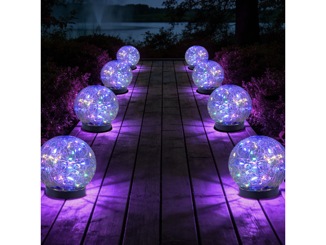 Solar Globe Lights Outdoor Waterproof-Solar Balls for Garden Cracked Glass Ball Lights Outdoor-Solar Orbs for Outside-Decorations for Patio and...
