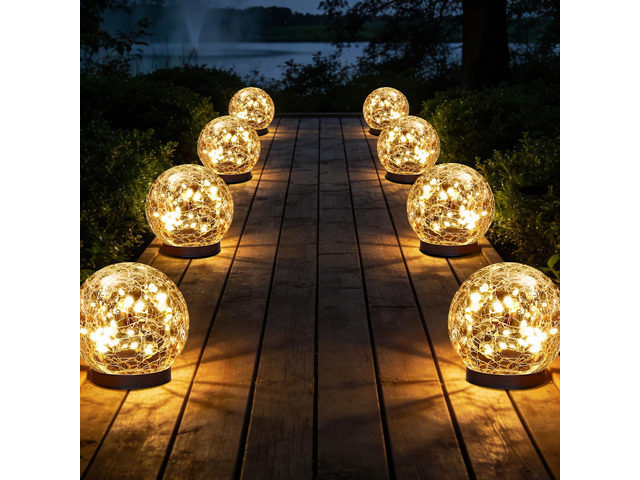 Solar Globe Lights Outdoor Waterproof-Solar Balls for Garden Cracked Glass Ball Lights Outdoor-Solar Orbs for Outside-Decorations for Patio and...