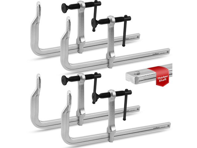 4PCS Heavy-Duty Bar Clamps, 12-Inch F Bar Clamps with 1200LBS Strong Clamping Force, Drop-Forged Steel Frame, Smooth Adjustment for Woodworking,...