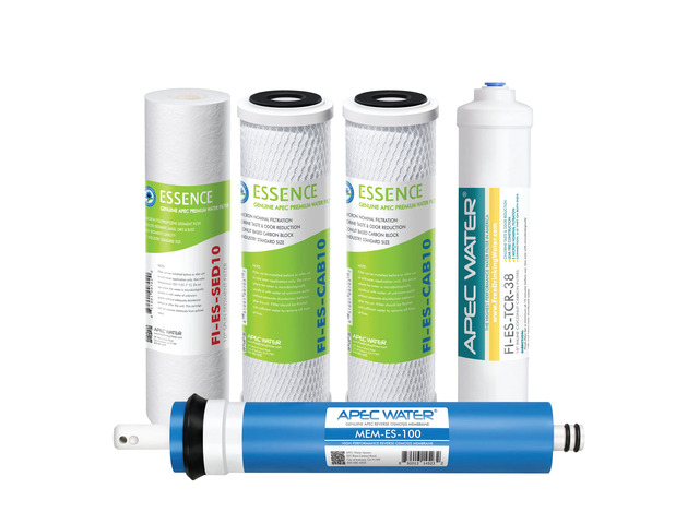 FILTER-MAX-ES100 Replacement Filter Set, High Capacity, 100 GPD FILTER-MAX-ES100 Model, Stage 1-5 Coverage, for Essence Series RO Systems, Removes...