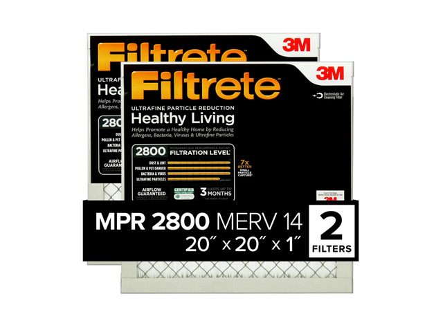 20x20x1 Air Filter, MERV 14, MPR 2800, 2 HVAC Filters Ultrafine Particle Reduction, 3-Month AC/Furnace Filters, Cleaner Air, Reliable Airflow,...