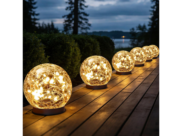 Solar Globe Lights Outdoor Waterproof-Solar Balls for Garden Cracked Glass Ball Lights Outdoor-Solar Orbs for Outside-Decorations for Patio and...