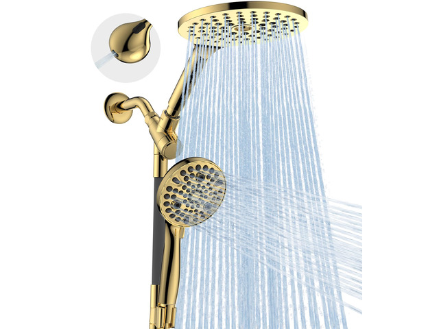 Dual Handheld Shower Head Combo, 2-in-1 Rain Shower Heads System 8 Inch Rainfall Shower Head and 10 Modes High Pressure Hand Held Showerhead with...