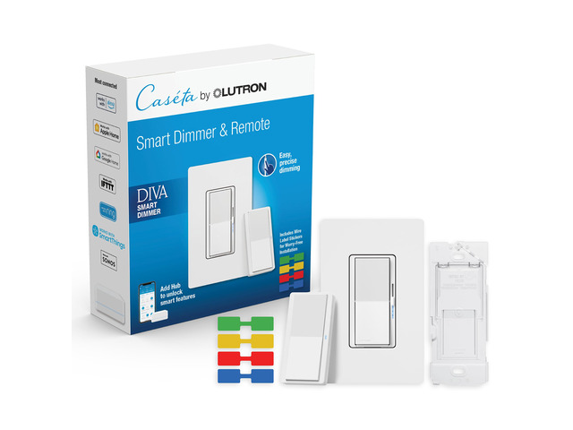 Caseta 3-Way Smart Dimmer Kit; Diva Dimmer & Paddle Wireless Remote Wireless 3-way kit allows you to add a second switch anywhere without running...