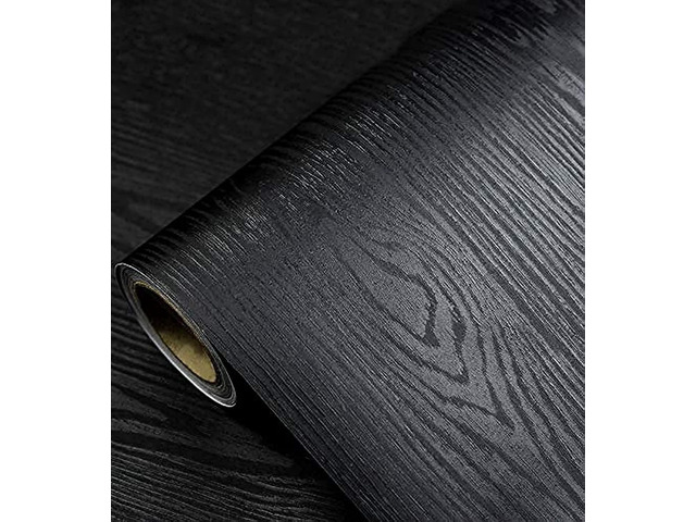 Black Wood Peel and Stick Wallpaper Wood Contact Paper 11.8' Ã— 590' Self-Adhesive Wallpaper Removable Waterproof Wall Paper Vinyl for Countertop...