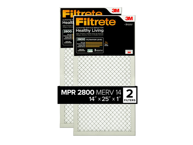 14x25x1 Air Filter, MERV 14, MPR 2800, 2 HVAC Filters Ultrafine Particle Reduction, 3-Month AC/Furnace Filters, Cleaner Air, Reliable Airflow,...