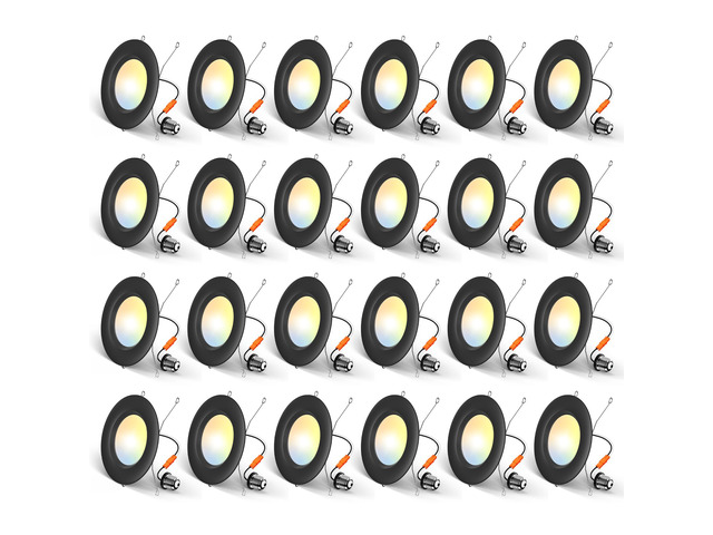 24 Pack 5/6 inch LED Recessed Lighting, Retrofit Can Lights, Black Baffle Trim, Dimmable, 12.5W=100W, 950LM, 5CCT-2700K/3000K/4000K/5000K/6000K...