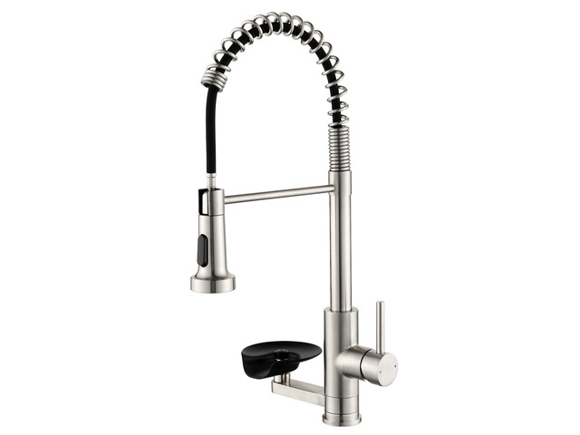 Pull Down Kitchen Faucet with Cup Washer Brushed Nickel Kitchen Sink Faucet with Deck Plate,Glass Rinser,Single Handle,Single Hole,Lead-Free...