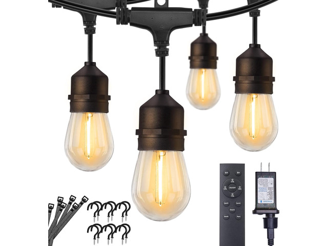 Outdoor String Lights, 157FT 50 Bulbs Shatterproof Patio Lights with Remote IP65 Waterproof Dimmable Hanging Connectable LED Outdoor Lights for...