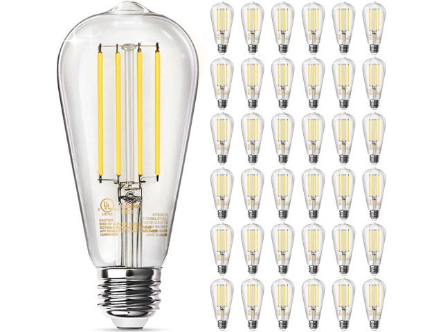 36 Pack Edison LED Light Bulbs, E26 Base, 8W 2700K, Dimmable Vintage ST58 Filament Design, 60W Equivalent, 800 Lumens, CRI 80+, Antique Glass Style...