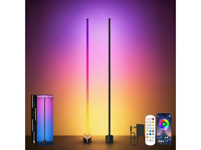 LED Corner Floor Lamp, RGBICW Corner Light with Music Sync, Smart App and Remote Control, 16 Million Colors & 68+ Scene, Ambient Lighting for...