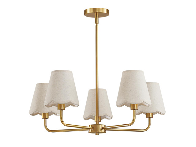 Modern Gold Chandelier 5-Light Farmhouse Chandelier for Dining Room Industrial Dining Kitchen Light Fixture Over Table Ceiling Chandelier for...