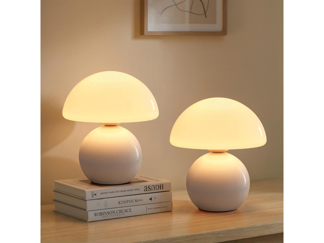 Wireless Mushroom Lamp Set of 2,Table Lamp for Bedroom, Portables Cordless Lamps,Wireless Light,Bedside Table Lamp for Living Room,Mini Mushroom...