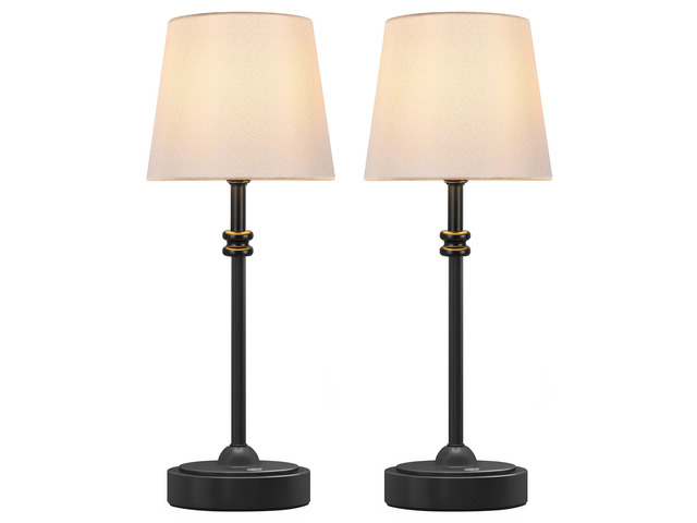 Cordless Table Lamps Set of 2 - Battery Powered Lamp, 4000mAh Rechargeable, Stepless Dimmable, Wireless Lamp with Fabric Shade, Warm Ambient Light...