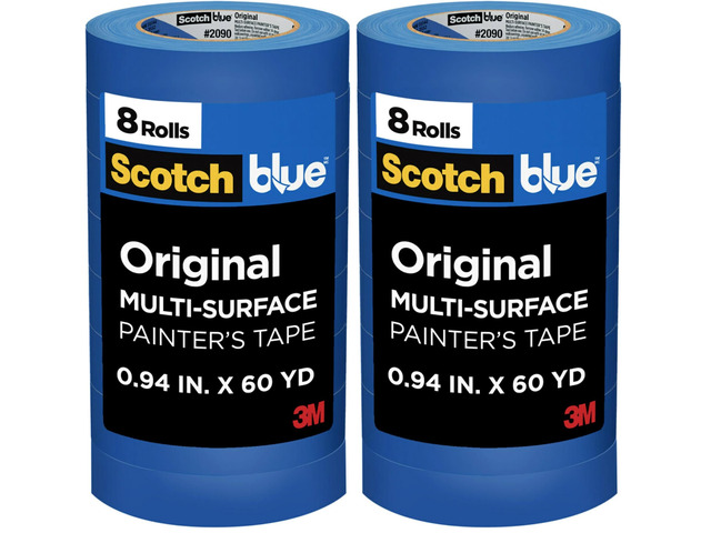 Painter's Tape, 0.94' Width x 60 Yards, 8 Rolls, Blue, Multi-Surface, Indoor/Outdoor, 45% Renewable Resources, No Residue, DIY, Glass, Wood, 0.94...