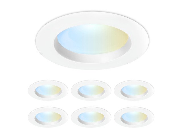5/6in LED Recessed Downlight Retrofit Kit, Lumen Adjustable Dimmable, Selectable White 2700K5000K, 850/1025/1290 Brightness, 90+ CRI, E26 Adapter...