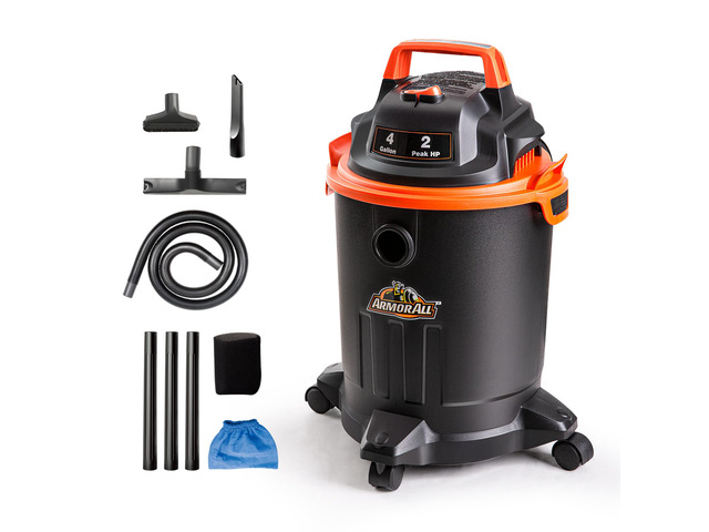 VO405P 0901 4 Gallon Wet/Dry Vac 2.0 Peak HP Shop Vacuum with Nozzles & Brush,Black/Orange