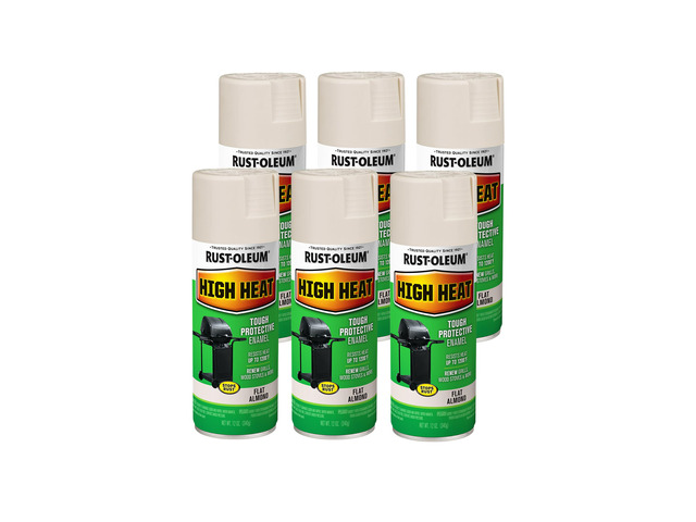 High Heat Flat Almond Enamel Spray Paint Up To 1200°F Protection, Grills, Smokers & Stoves, Rust Resistant Finish, Corrosion Resistant, 12 Oz