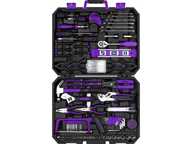 Tool Set: 228 Piece Home Tool Kit, Household Basic Repair Tool Set Comes with Storage ToolBox, Socket Wrench Set for Car, Hand Tool Box Set for...