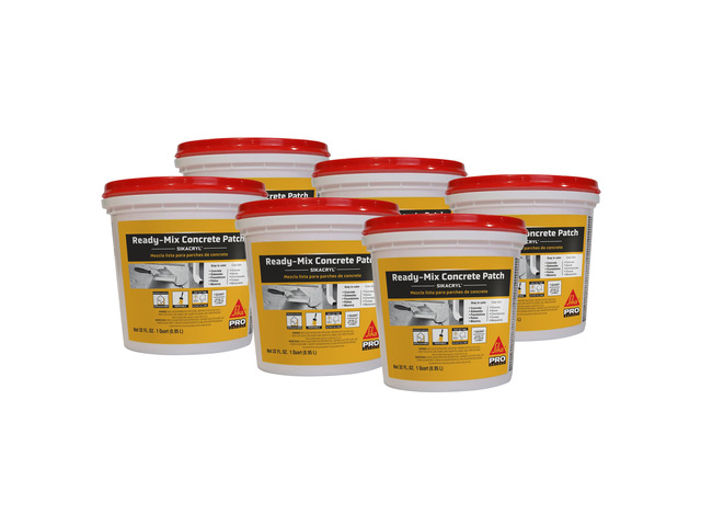 cryl Ready-Mix Concrete Patch, Gray, Textured, 1 qt (6 Pack) - Durable Repair for Spalls and Cracks in Concrete and Masonry, Easy Cleanup,...