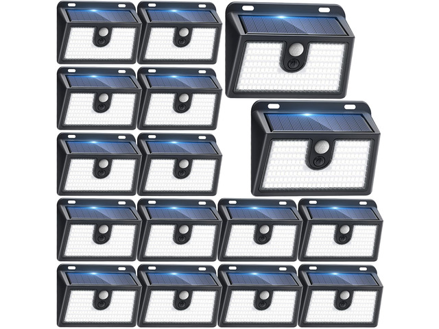 [16 Packs] Solar Motion Sensor Outdoor Lights, Super Bright Solar Lights Outdoor Waterproof, 3 Lighting Modes Security Wall Light for Outside...