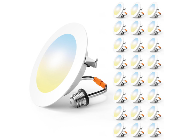 24 Pack Retrofit LED Recessed Lighting 4 Inch, 5CCT, White 2700K/3000K/4000K/5000K/6000K Selectable, Dimmable Flat Can Lights, 700LM Brightness,...