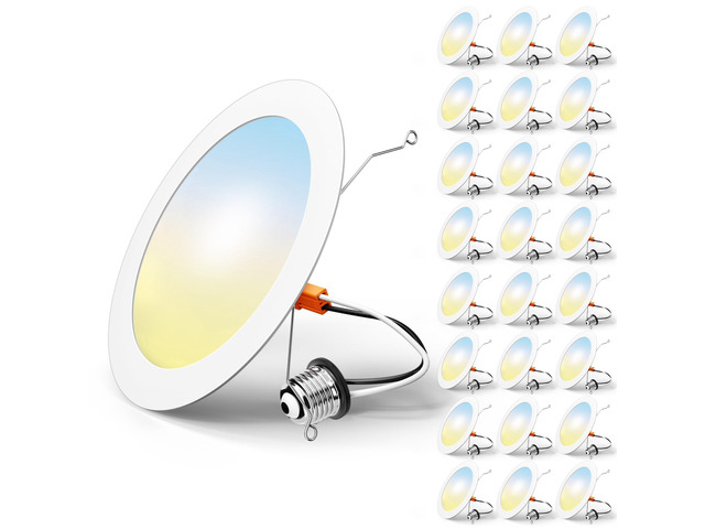 24 Pack Retrofit LED Recessed Lighting 6 Inch, 5CCT, White 2700K/3000K/4000K/5000K/6000K Selectable, Dimmable Flat Can Lights, 1000LM Brightness,...