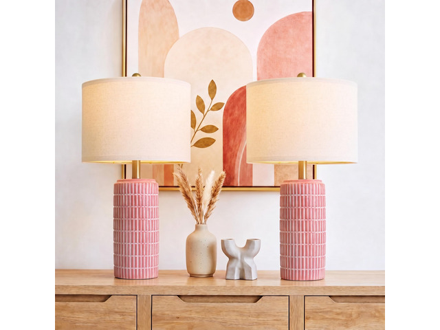 23' Ceramic Table Lamps for Living Room, Farmhouse Bedside Lamps Set of 2 for Bedroom, Rustic Nightstand Lamps for Office Sideboard Entryway...
