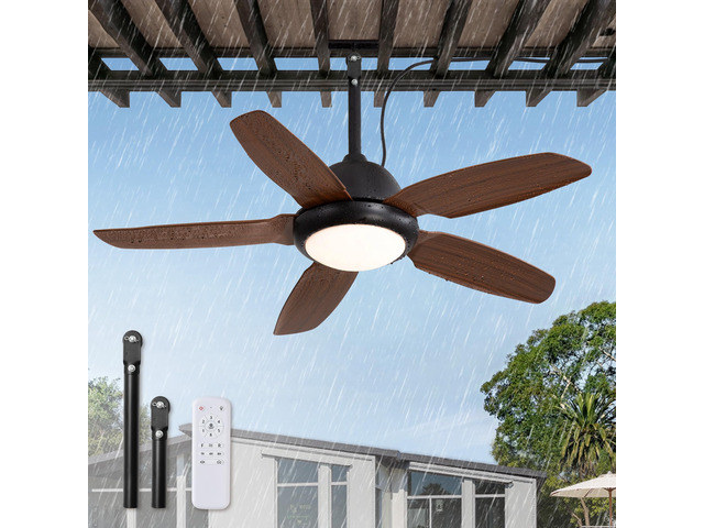 42 Inch Waterproof Outdoor Ceiling Fan with Light for patio,Brown