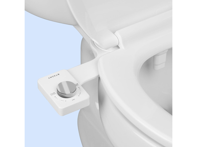 Fresh Dual Nozzle Cool Water Bidet, Chrome Knob Ultra Slim Toilet Seat Attachment, Non-Electric, 180° Front and Rear Wash, Self-Cleaning, 10 Minute...