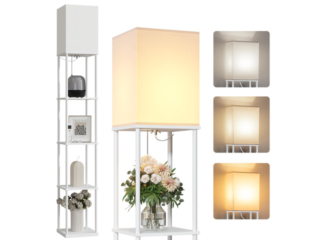 5 Tier Floor Lamp with Shelves, Standing Lamps for Living Room 3 CCT LED Bulb Include, 70' Tall Corner Shelf Lamp, Display Bookshelf, Modern Style...