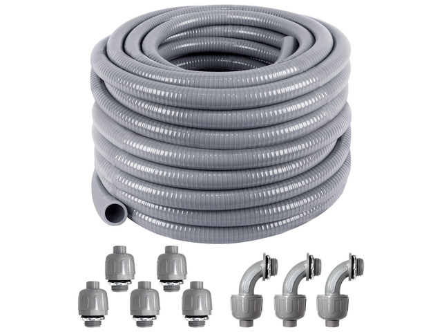 1 inch 100 Ft Electrical Conduit Kit,Liquid-Tight Conduit and Connector Flex Conduit Kit with 5 Straight 3 Angle Fitting Included,Flexible...