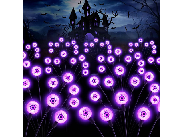 Halloween Decorations Outdoor Solar Scary Eyeball Light,10Pack 80LEDs Halloween Lights, Halloween Decor, Green Eyeball Swaying Lights, Solar Path...