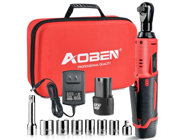 3/8' 12V Power Electric Ratchet Wrench Set with 1 2000mAh Lithium-Ion Battery And Charger