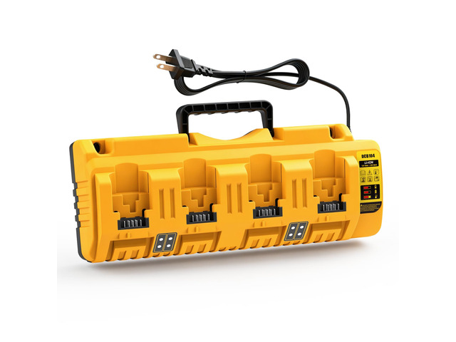 DCB104 20V MAX Battery Charger Replacement for Battery Charger, 4 Port Multi Charger Station with 2 USB Ports, Compatible with Dewalt 12V-20V...