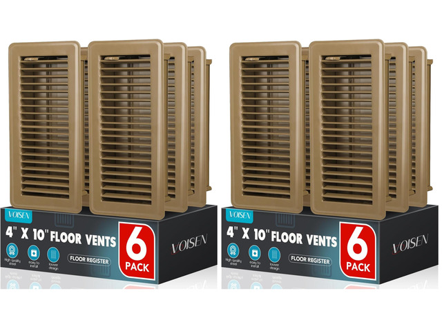 Floor Register 4x10, 12 Pack Brown Floor Vent Covers, Heavy Duty Steel Walkable Floor Vents,Vent Covers for Home Floor