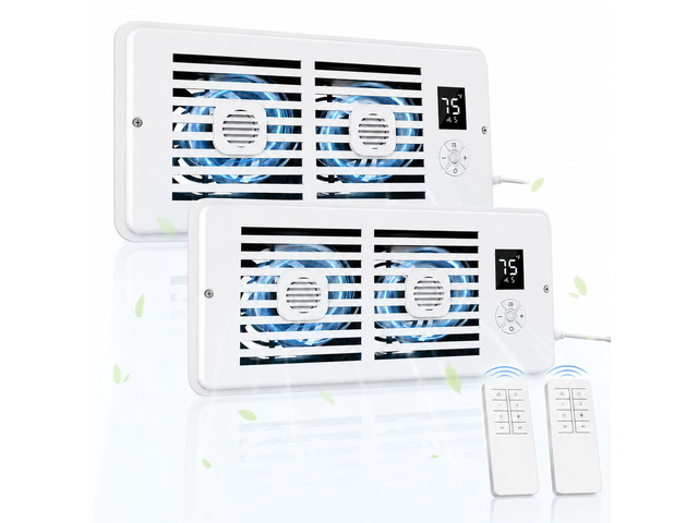 AC Vent Booster Fan 4' x 10' Register, Improves Room Airflow, 2Pack Quiet 10-Speed Air Booster with Thermostat Control, Remote & LCD Display, Aroma...