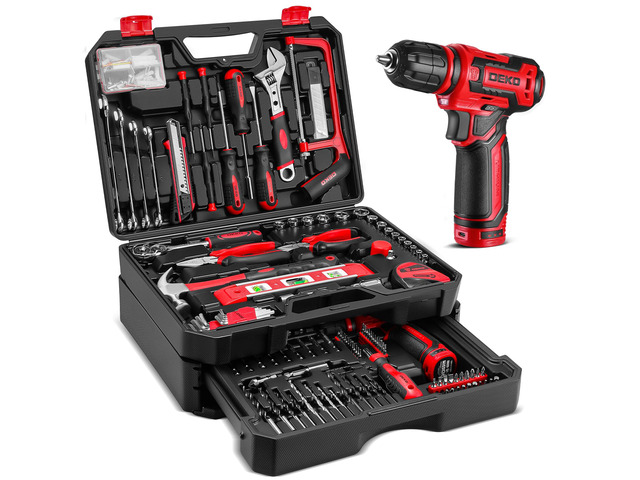 Drill Tool SetTool Kit with 12V Power Cordless Drill Hand Repair Tools Box with Drill, Home Tool Kits for Men & Women, Hand Drill Set Perfect for...