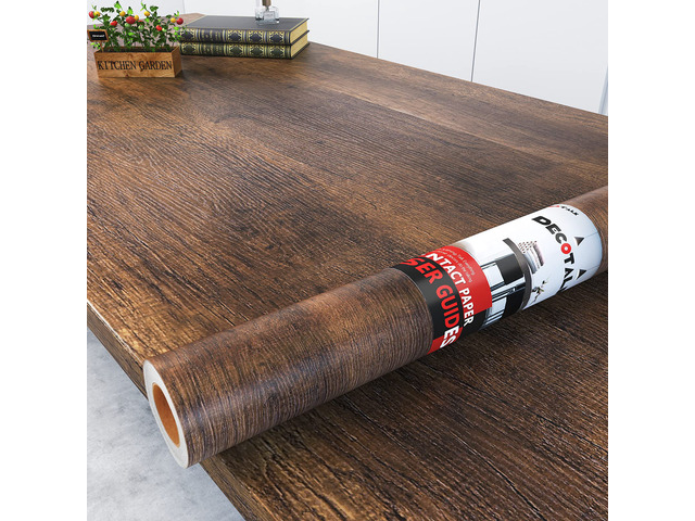 Wood Contact Paper Wood Grain Contact Paper for Cabinets Wood Wallpaper Peel and Stick Brown Wood Wallpaper for Walls Removable 17.7'x120' Self...