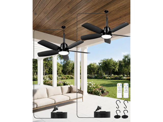 28 Inch Outdoor Ceiling Fan with Light, Remote Patio Gazebo Porch Fan IP65 waterproof outdoor fan with remote control, reversible motor and...