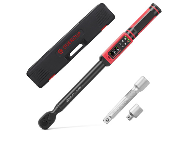 1/2' Digital Torque Wrench, 2.2-147.5Ft. Lb/3-200N. m, ±1% Accuracy Electronic Torque Wrench, Vibration, Buzzer, LED Flash,9 Presets & 5 Units for...