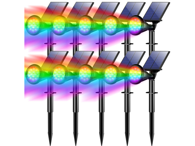 Solar Lights Outdoor Waterproof Flag Spotlights 10 Pack (Colored) 4 Lighting Modes Solar Powered Landscape lights Auto On/Off, Solar Garden Yard...